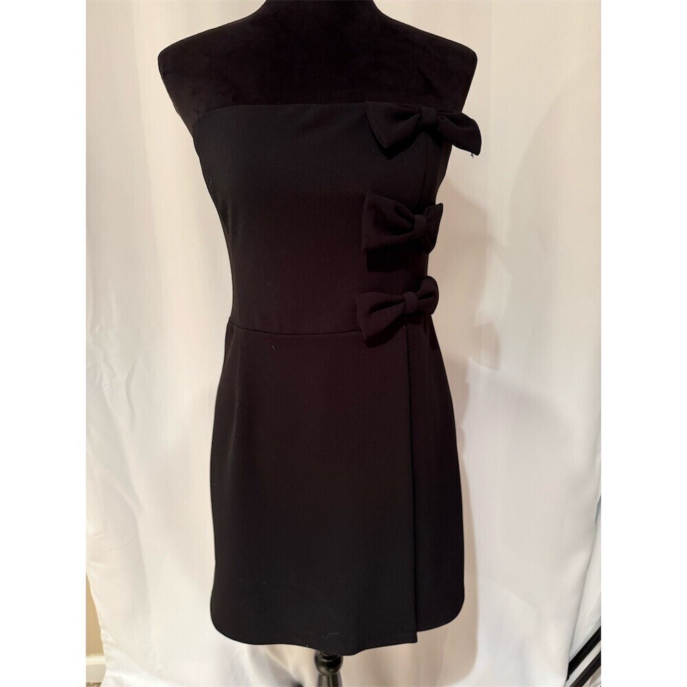 AQUA Dress Womens XL Black Strapless Bow Detail Sheath Cocktail Short